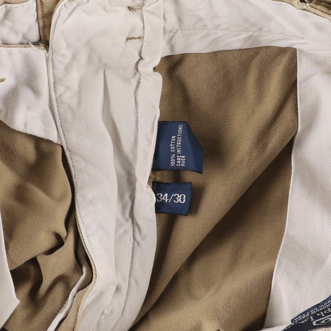 Ralph Lauren POLO by Ralph Lauren ANDREW PANT Two-pleat chino pants for men, equivalent to W34 cotton Beige type Vintage Second Hand