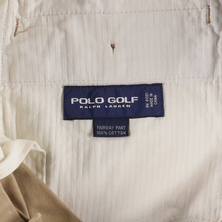 Ralph Lauren POLO GOLF Fairway Pant, two-pleat chino pants, men's size W35. cotton brown type Vintage Second Hand