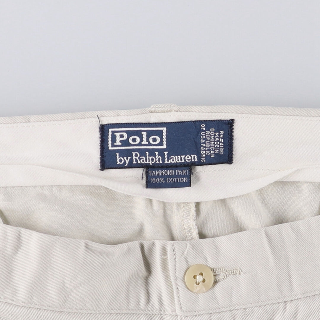 Ralph Lauren POLO by Ralph Lauren Two-pleat Chino Pants for Men, W34 equivalent cotton Beige type Vintage Second Hand
