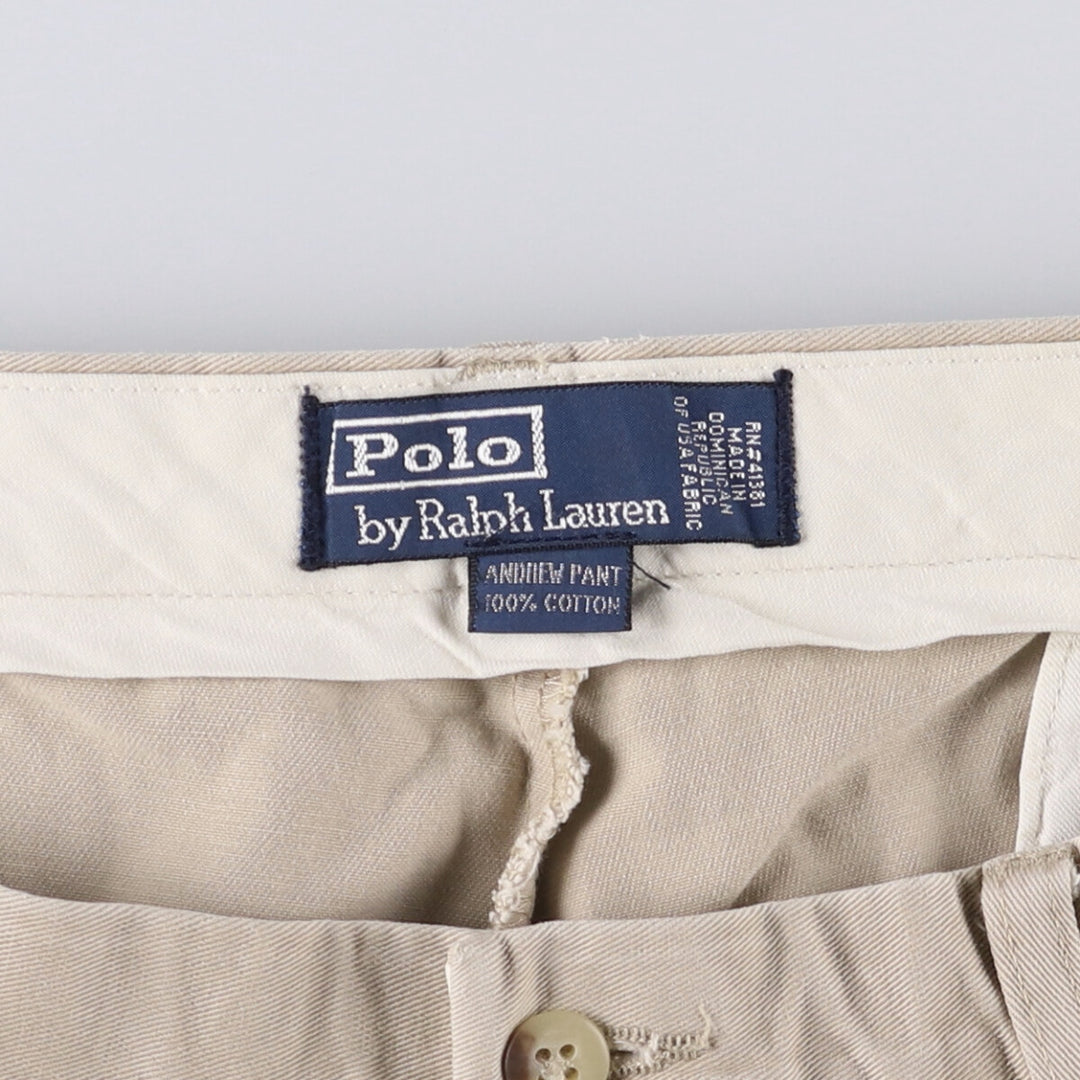 Ralph Lauren POLO by Ralph Lauren Two-pleat Chino Pants for Men, W34 equivalent cotton Beige type Vintage Second Hand
