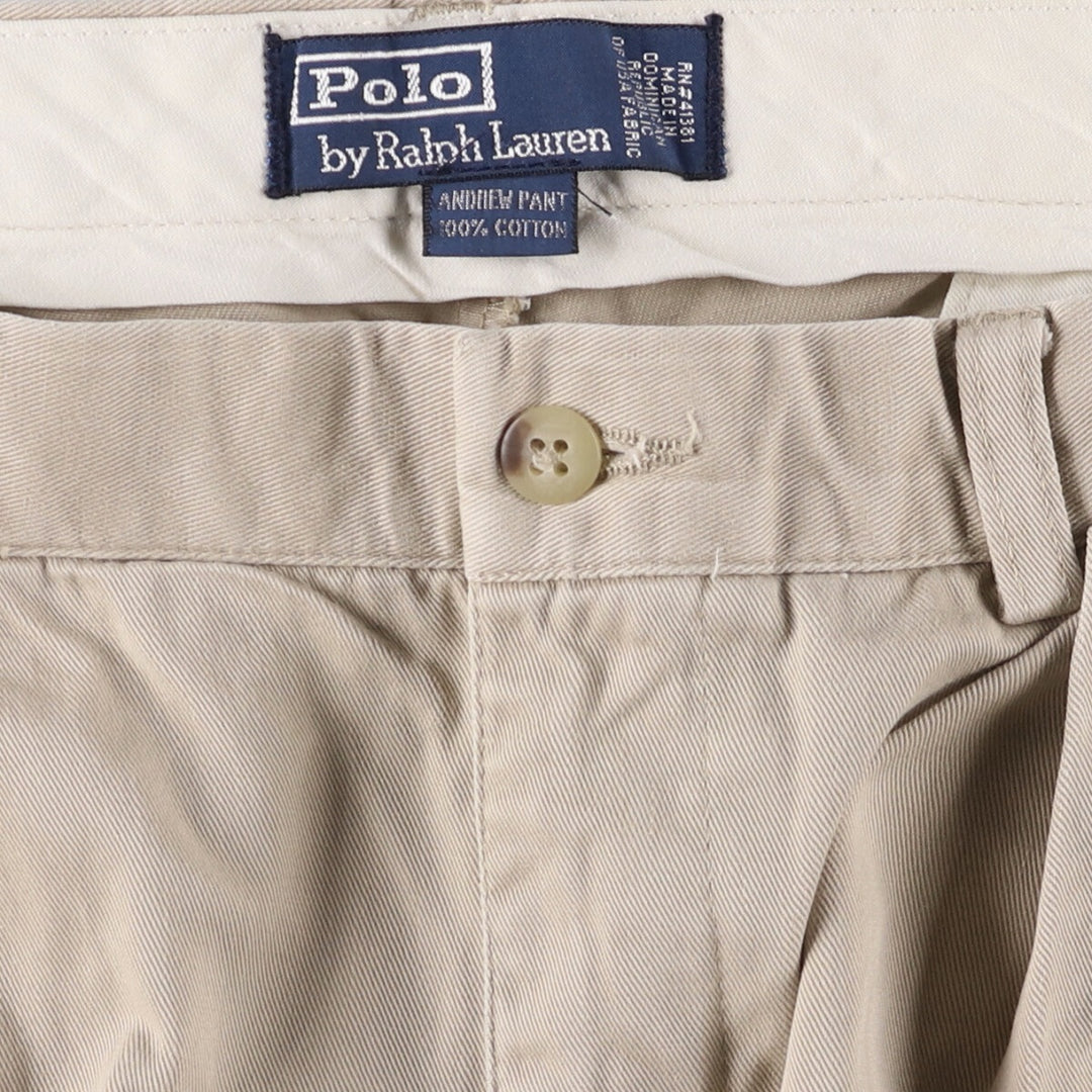 Ralph Lauren POLO by Ralph Lauren Two-pleat Chino Pants for Men, W34 equivalent cotton Beige type Vintage Second Hand
