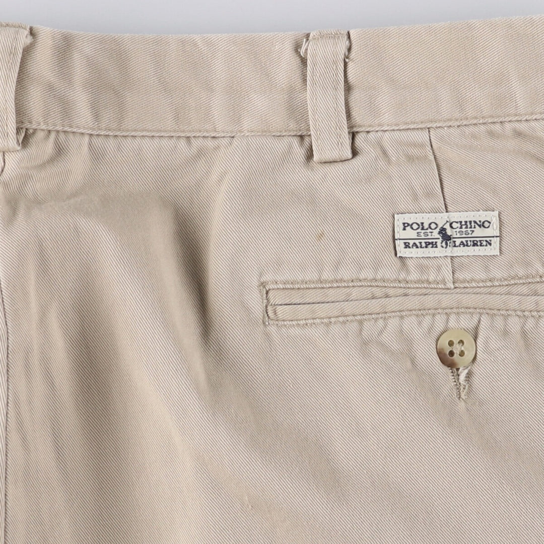 Ralph Lauren POLO by Ralph Lauren Two-pleat Chino Pants for Men, W34 equivalent cotton Beige type Vintage Second Hand