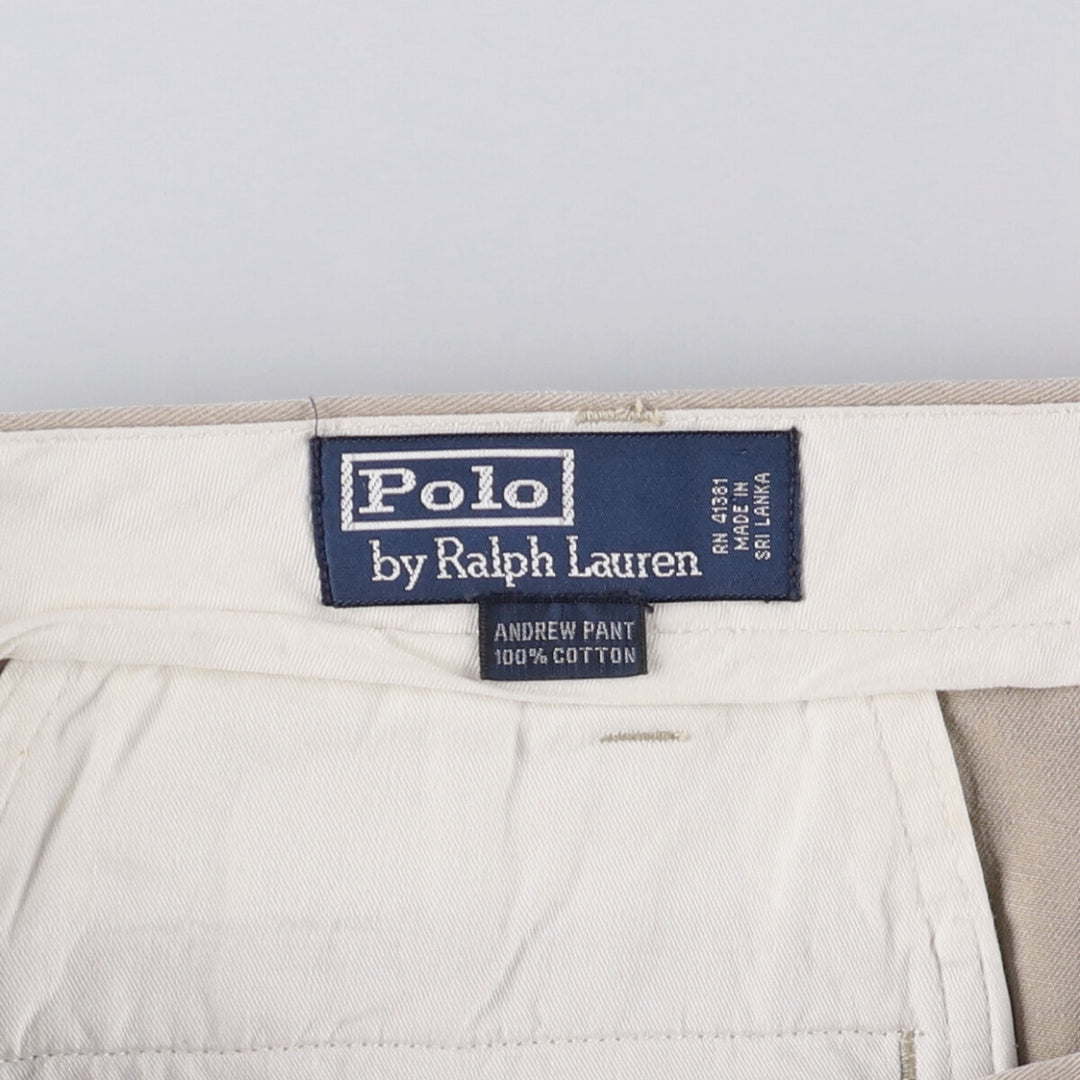 Ralph Lauren POLO by Ralph Lauren ANDREW PANT Two-pleat chino pants for men, equivalent to W34 cotton Beige type Vintage Second Hand