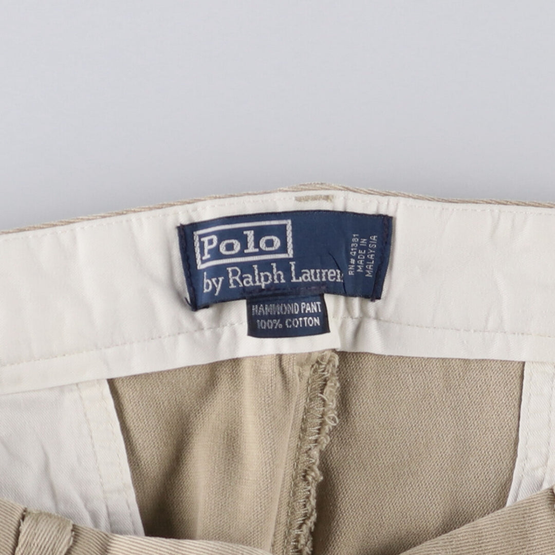 Ralph Lauren POLO by Ralph Lauren HAMMOND PANT, two-pleat chino pants, men's, w34 equivalent cotton Beige type Vintage Second Hand