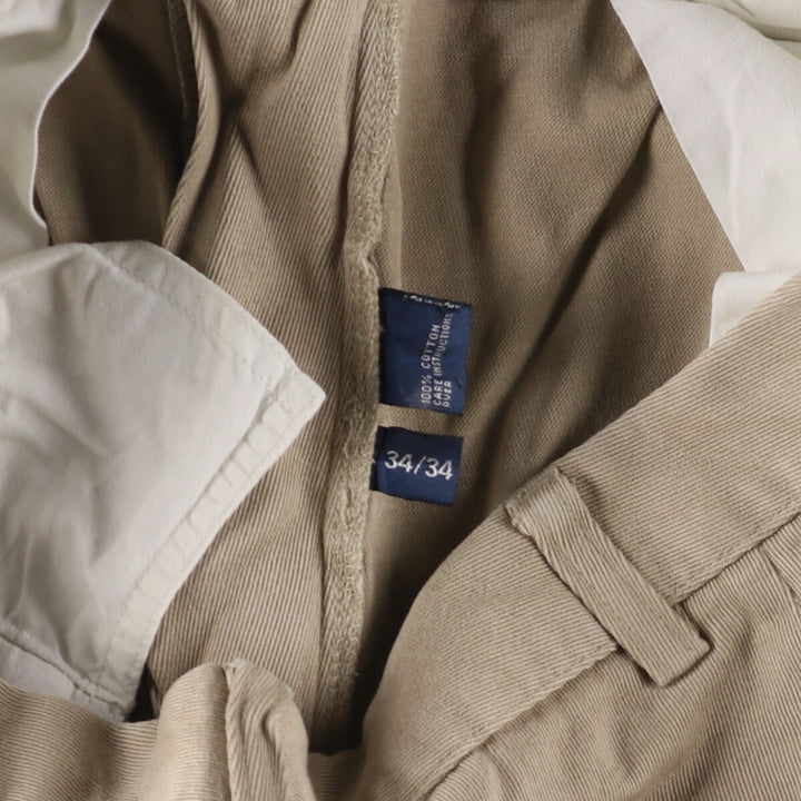 Ralph Lauren POLO by Ralph Lauren HAMMOND PANT, two-pleat chino pants, men's, w34 equivalent cotton Beige type Vintage Second Hand