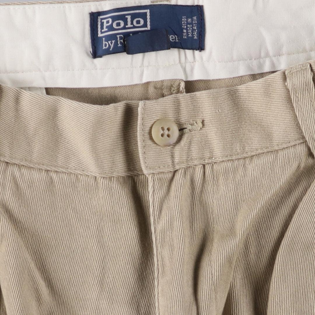 Ralph Lauren POLO by Ralph Lauren HAMMOND PANT, two-pleat chino pants, men's, w34 equivalent cotton Beige type Vintage Second Hand