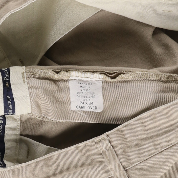 Ralph Lauren POLO RALPH LAUREN Two-pleat chino pants for men, size W34 cotton Beige type Vintage Second Hand