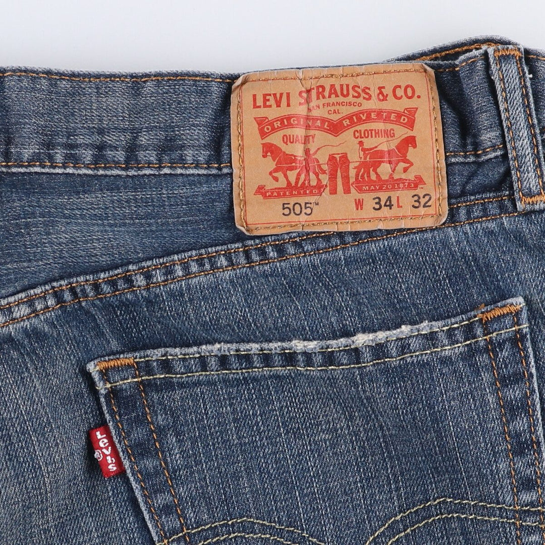 Levi's 505 tapered denim pants for men, size w36 cotton blue type Vintage Second Hand