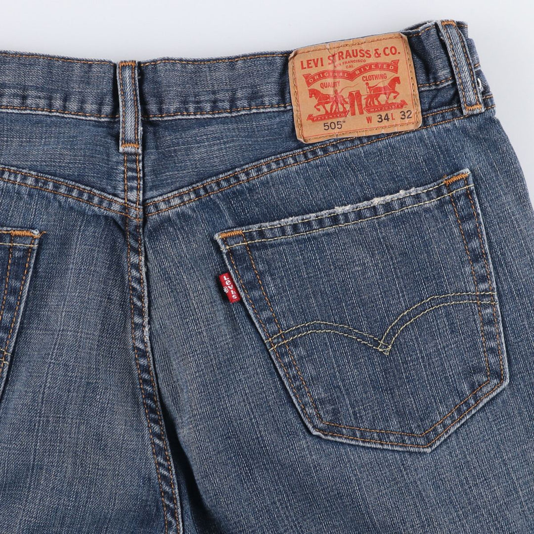 Levi's 505 tapered denim pants for men, size w36 cotton blue type Vintage Second Hand