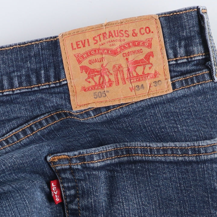 Levi's 505 tapered denim pants for men, size w37 cotton navy blue type Vintage Second Hand