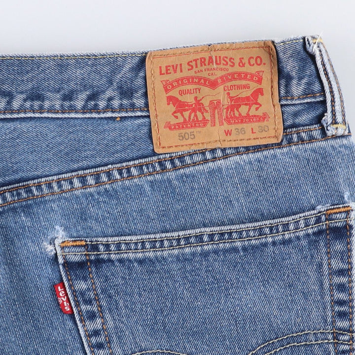 Levi's 505 tapered denim pants for men, size w38 cotton blue type Vintage Second Hand