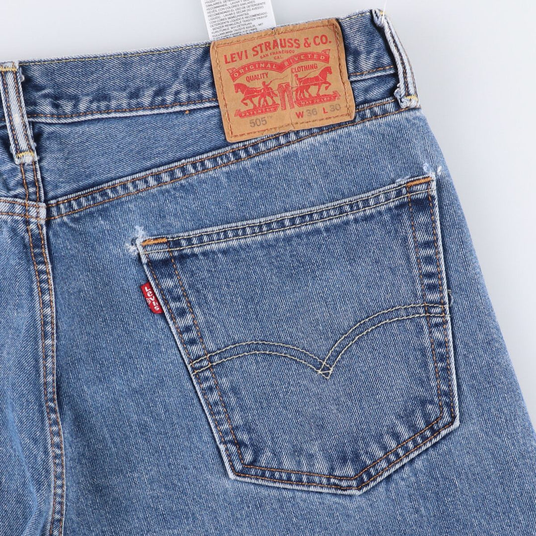 Levi's 505 tapered denim pants for men, size w38 cotton blue type Vintage Second Hand
