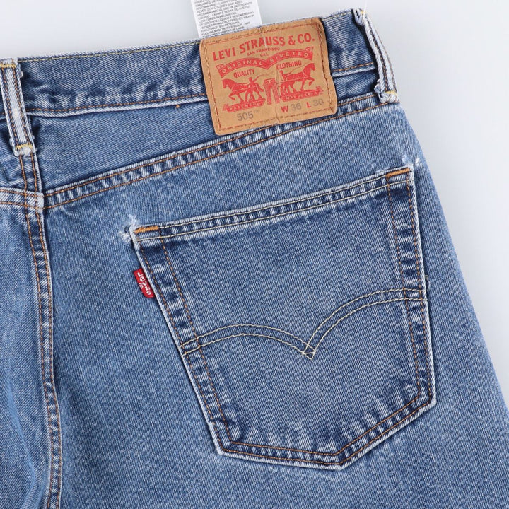 Levi's 505 tapered denim pants for men, size w38 cotton blue type Vintage Second Hand