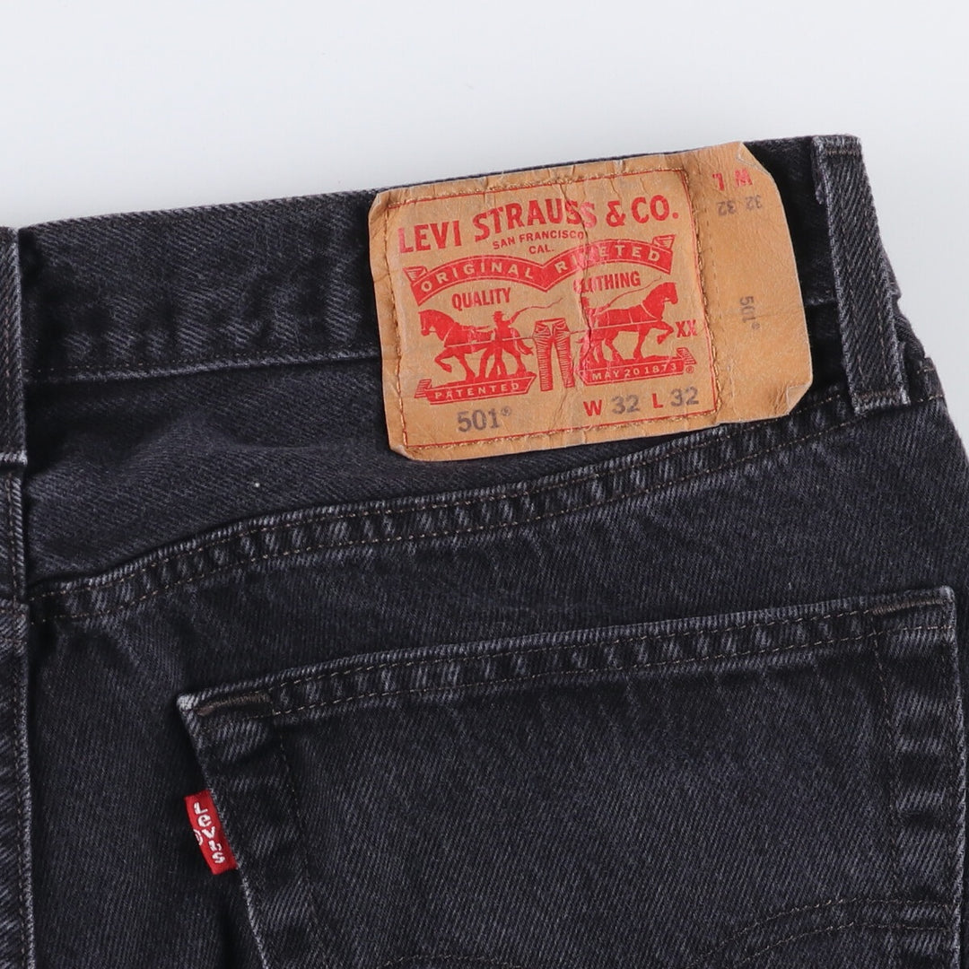 Levi's 501 Black Denim Straight Denim Pants for Men, W32 equivalent cotton black type Vintage Second Hand