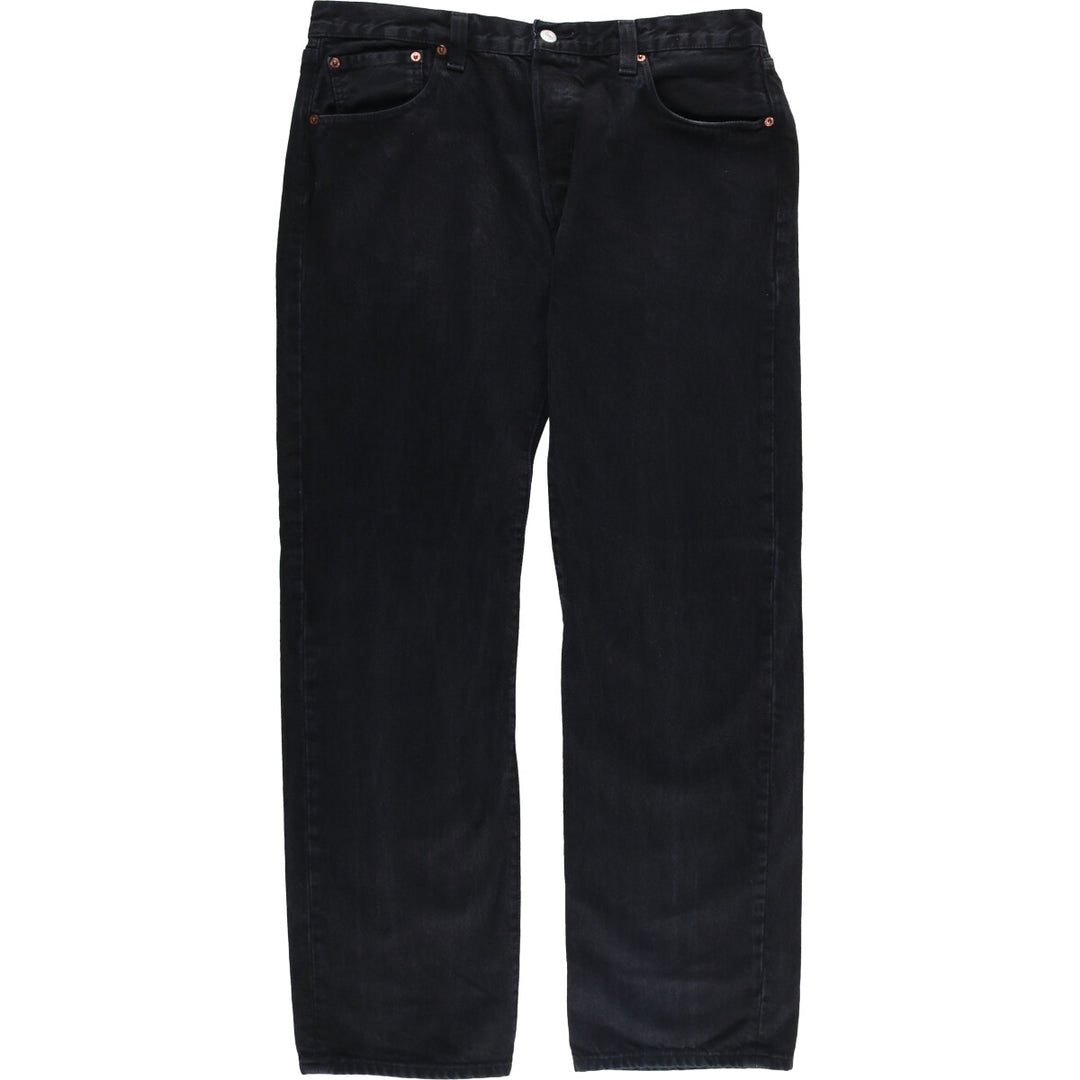 Levi's 501 Straight Leg Button-Fly Black Denim Straight Denim Pants, Men's Size 37 cotton black type Vintage Second Hand