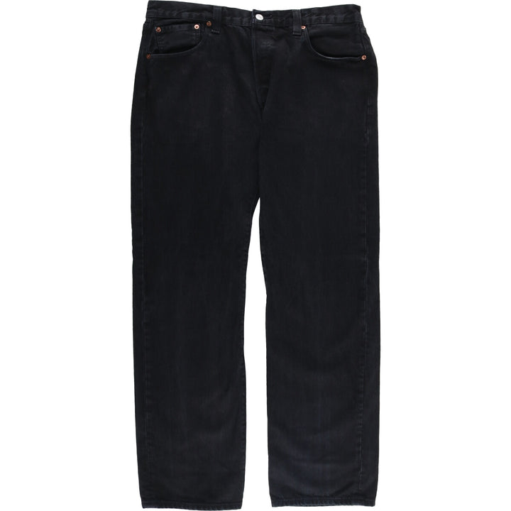 Levi's 501 Straight Leg Button-Fly Black Denim Straight Denim Pants, Men's Size 37 cotton black type Vintage Second Hand