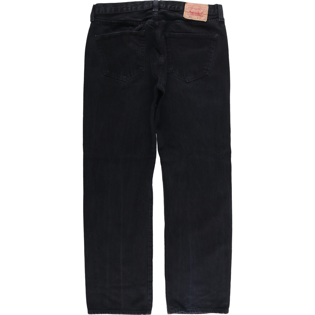 Levi's 501 Straight Leg Button-Fly Black Denim Straight Denim Pants, Men's Size 37 cotton black type Vintage Second Hand
