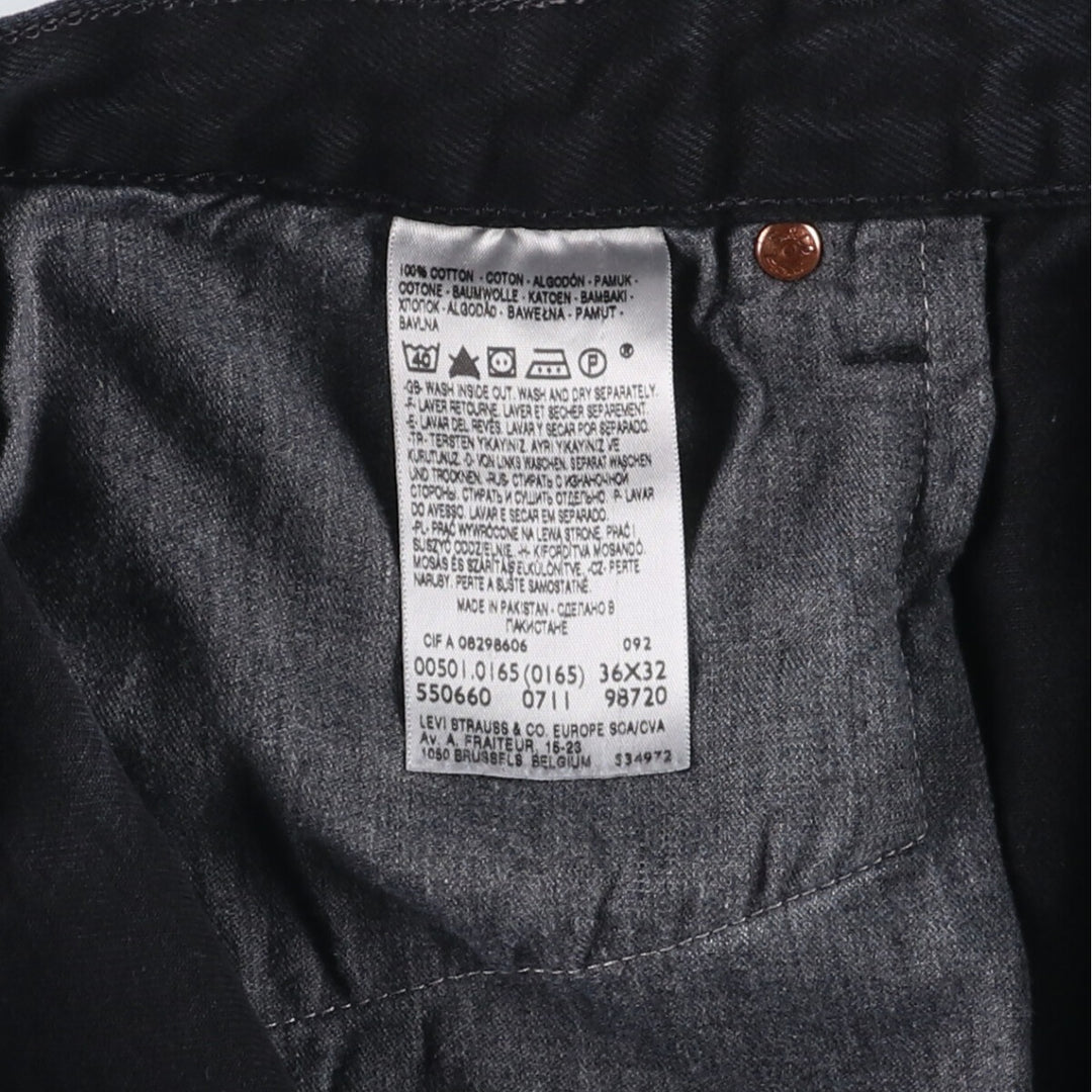Levi's 501 Straight Leg Button-Fly Black Denim Straight Denim Pants, Men's Size 37 cotton black type Vintage Second Hand