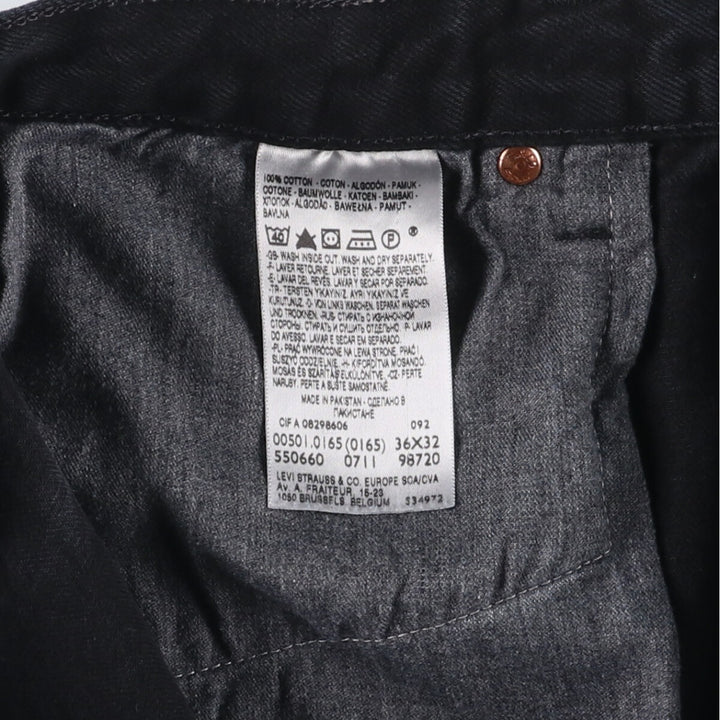 Levi's 501 Straight Leg Button-Fly Black Denim Straight Denim Pants, Men's Size 37 cotton black type Vintage Second Hand