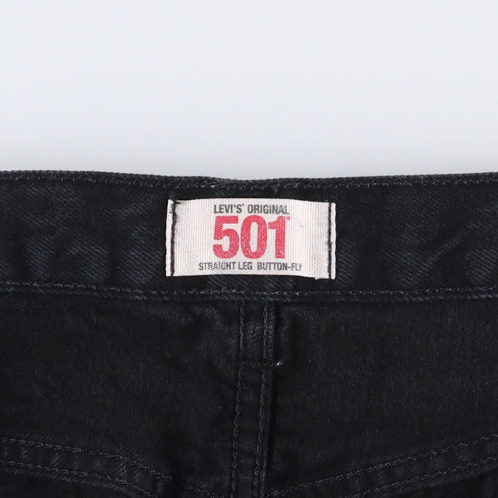 Levi's 501 Straight Leg Button-Fly Black Denim Straight Denim Pants, Men's Size 37 cotton black type Vintage Second Hand