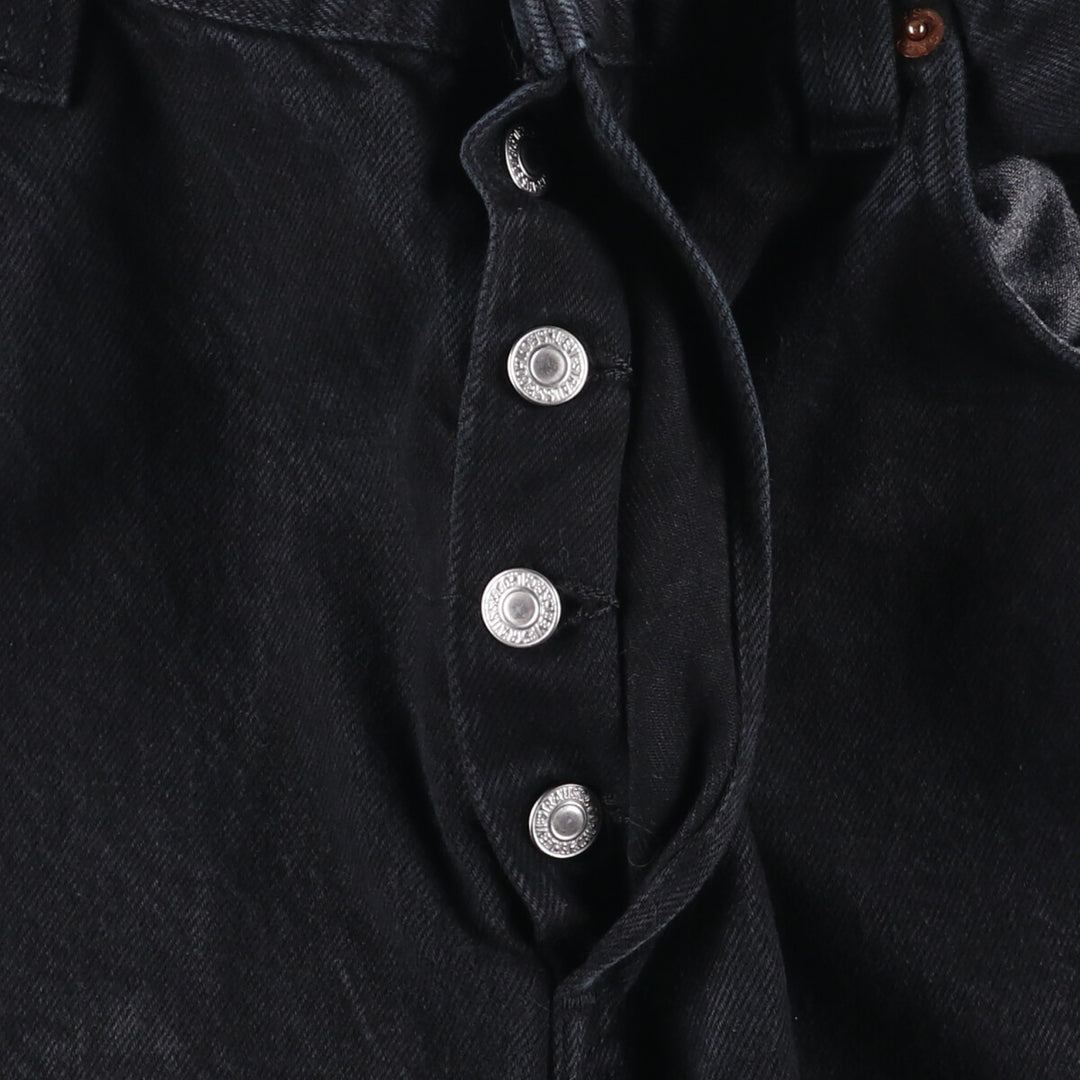 Levi's 501 Straight Leg Button-Fly Black Denim Straight Denim Pants, Men's Size 37 cotton black type Vintage Second Hand