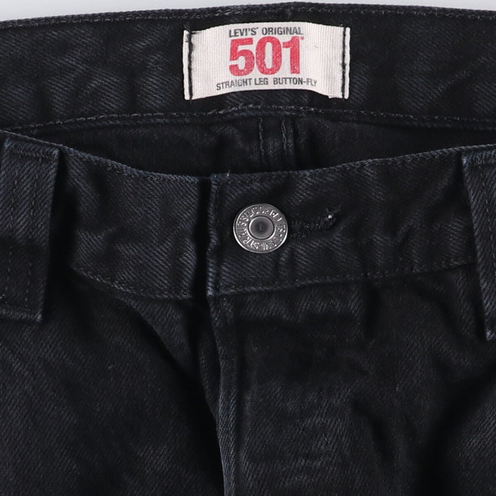 Levi's 501 Straight Leg Button-Fly Black Denim Straight Denim Pants, Men's Size 37 cotton black type Vintage Second Hand