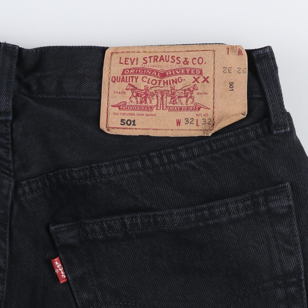 Levi's 501 Euro Model Black Denim Straight Leg Denim Pants, Men's Size W30 cotton black type Vintage Second Hand