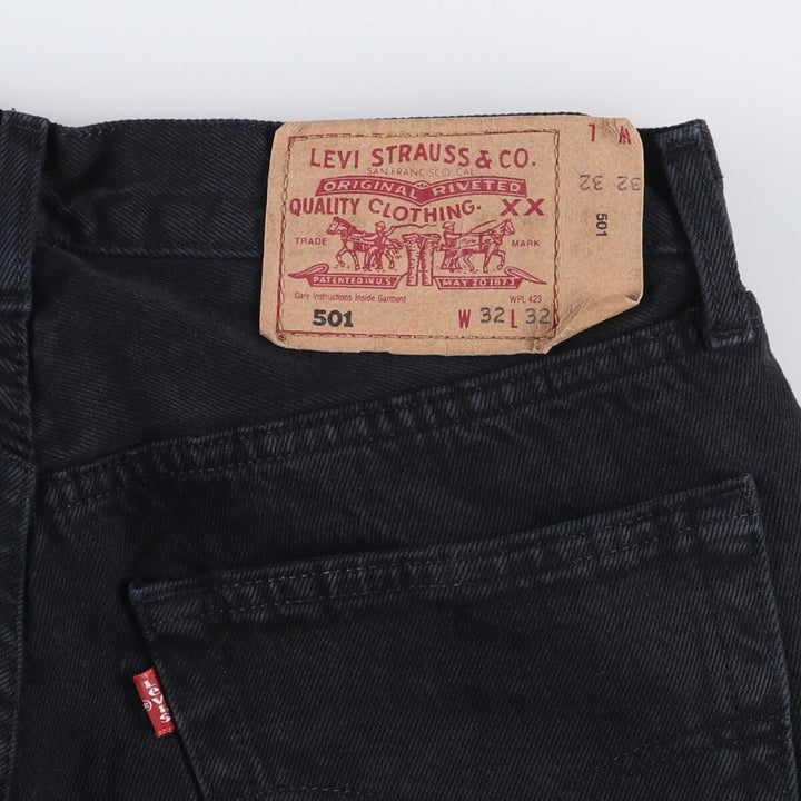 Levi's 501 Euro Model Black Denim Straight Leg Denim Pants, Men's Size W30 cotton black type Vintage Second Hand
