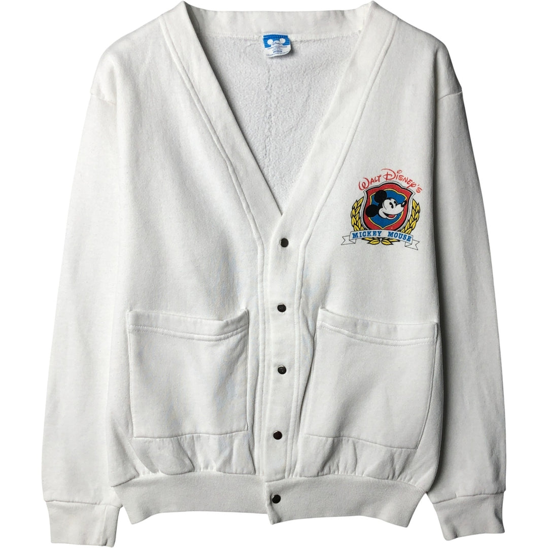 Vintage 1980'S Disney Mickey Mouse snap cardigan, made in the USA, size M, men's cotton white type Vintage Second Hand