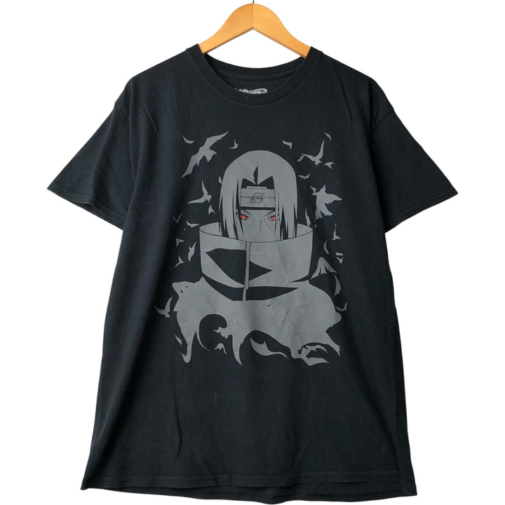 NARUTO SHIPPUDEN Naruto Shippuden Uchiha Itachi Anime Character Print T-Shirt Men's L size cotton black type Vintage Second Hand