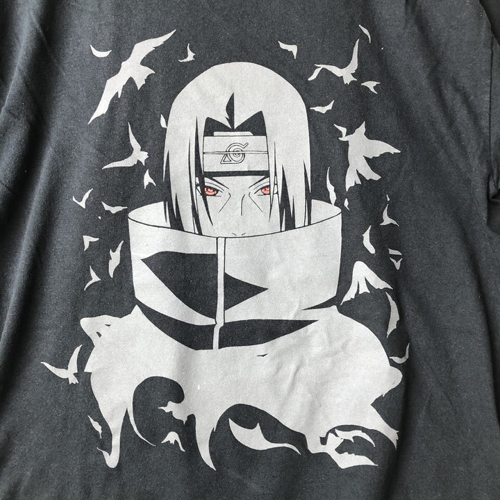 NARUTO SHIPPUDEN Naruto Shippuden Uchiha Itachi Anime Character Print T-Shirt Men's L size cotton black type Vintage Second Hand