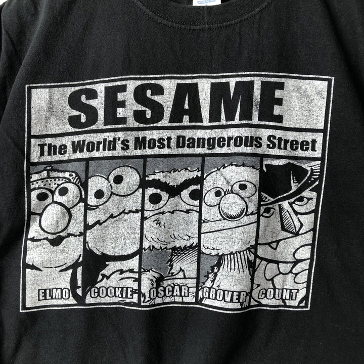 Vintage Sesame Street character print T-shirt, made in Mexico, men's size L cotton black type Vintage Second Hand