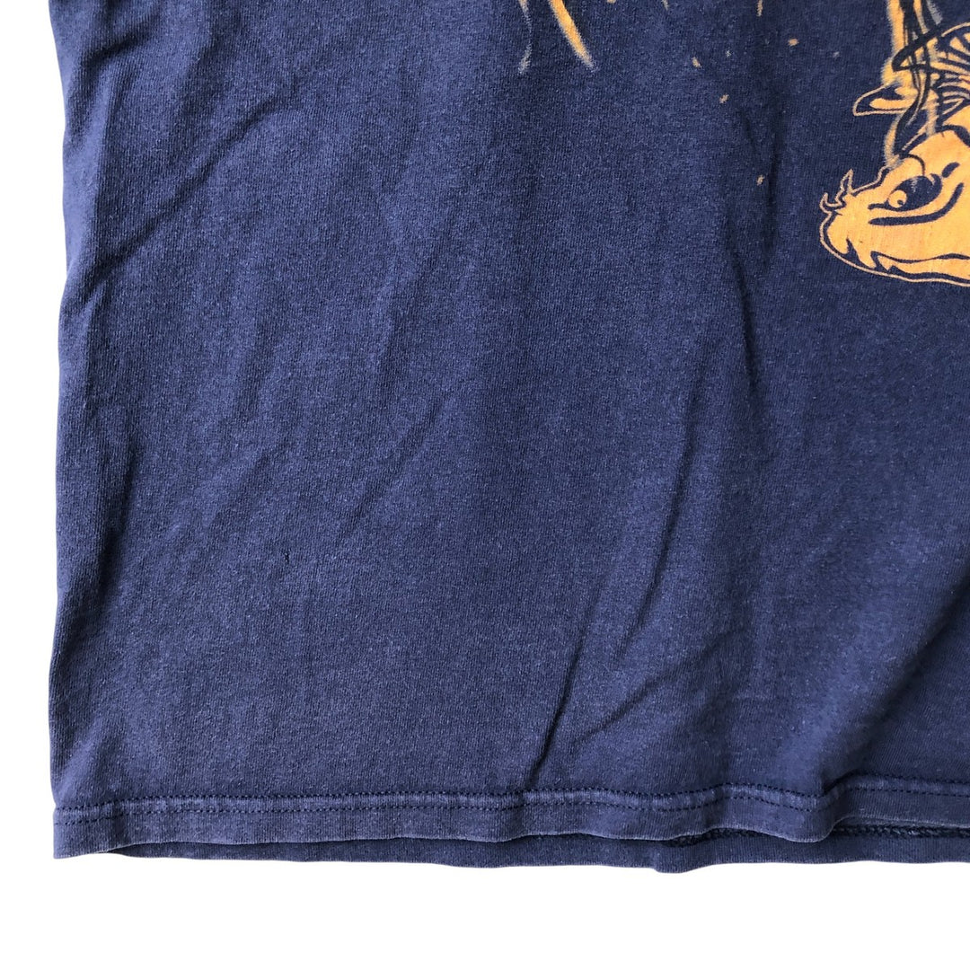 Disney Pirates of the Caribbean animated character print T-shirt, men's size XL cotton navy blue type Vintage Second Hand