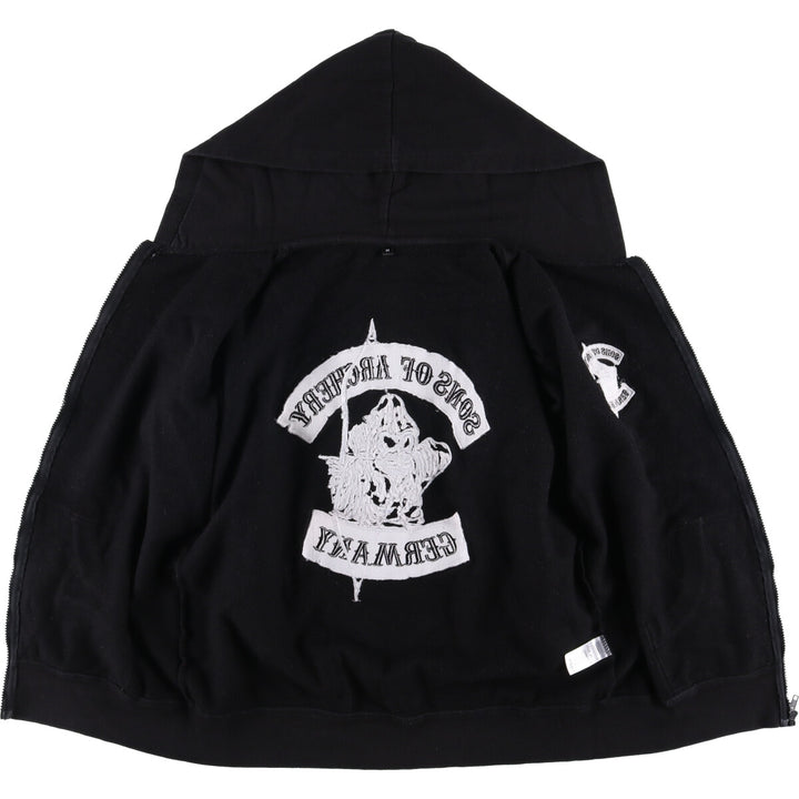 PEPPEX Skull Pattern Full-Zip Hoodie, Men's Size M cotton black type Vintage Second Hand