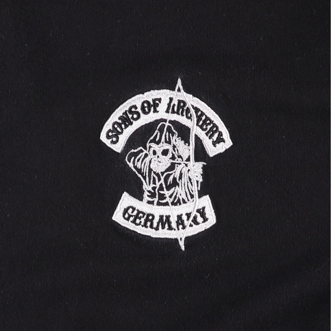 PEPPEX Skull Pattern Full-Zip Hoodie, Men's Size M cotton black type Vintage Second Hand