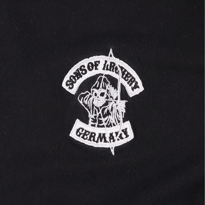 PEPPEX Skull Pattern Full-Zip Hoodie, Men's Size M cotton black type Vintage Second Hand