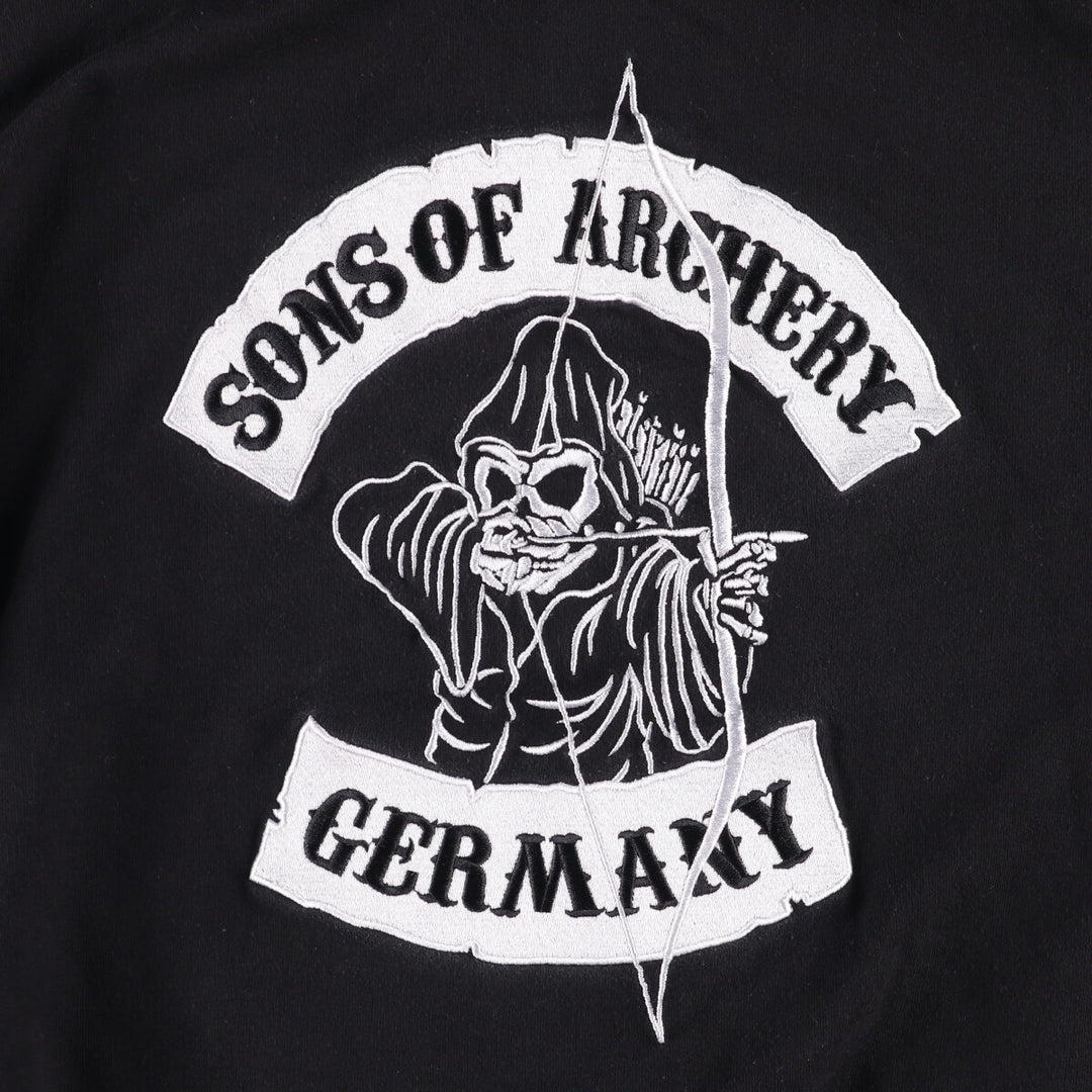 PEPPEX Skull Pattern Full-Zip Hoodie, Men's Size M cotton black type Vintage Second Hand