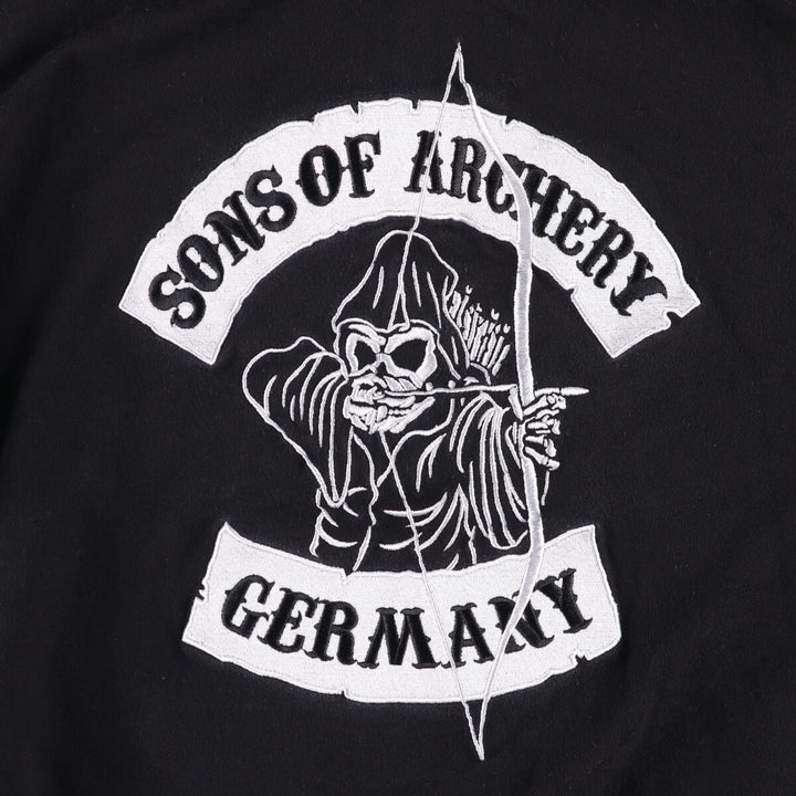 PEPPEX Skull Pattern Full-Zip Hoodie, Men's Size M cotton black type Vintage Second Hand