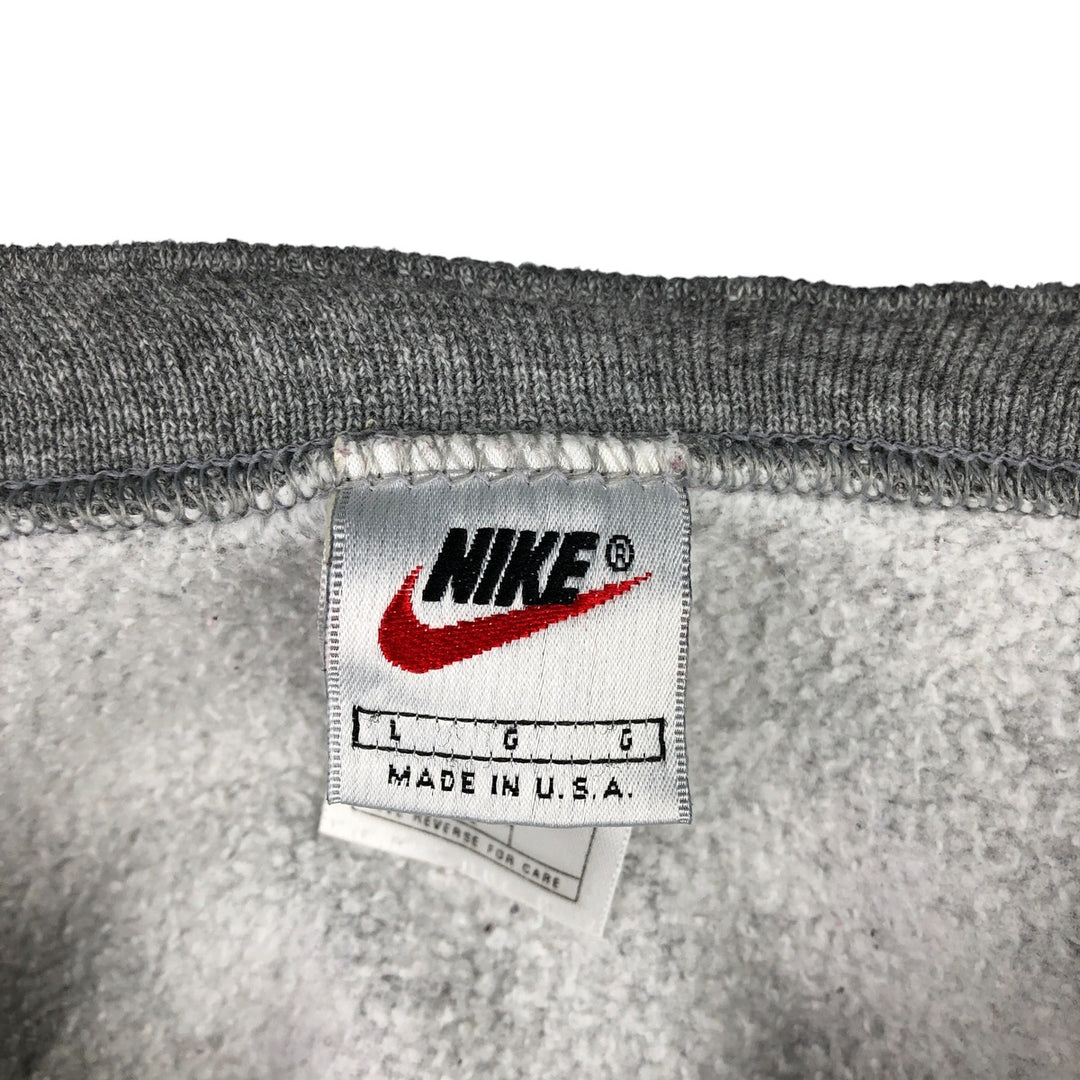 90'S Nike One Point Logo Sweatshirt Trainer Made in USA Men's L Size Vintage cotton gray type Vintage Second Hand