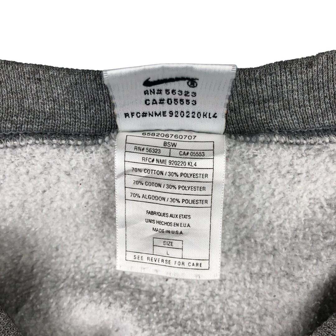 90'S Nike One Point Logo Sweatshirt Trainer Made in USA Men's L Size Vintage cotton gray type Vintage Second Hand
