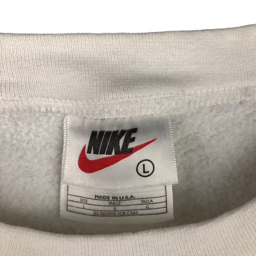 Vintage 1980'S Nike logo sweatshirt, Made in USA, Men's Size L cotton white type Vintage Second Hand