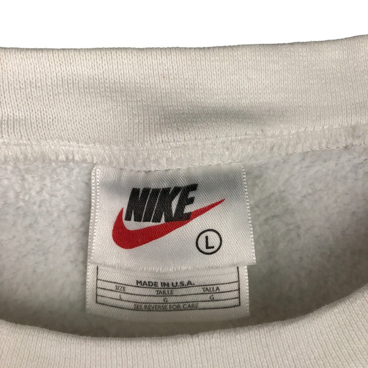 Vintage 1980'S Nike logo sweatshirt, Made in USA, Men's Size L cotton white type Vintage Second Hand
