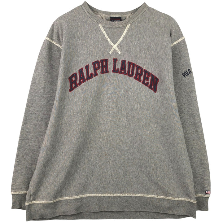 Ralph Lauren Polo Jeans Company logo sweatshirt, men's size L cotton gray type Vintage Second Hand