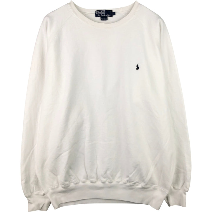 Ralph Lauren POLO by Ralph Lauren One Point Logo Sweatshirt Trainer Men's L size cotton white type Vintage Second Hand