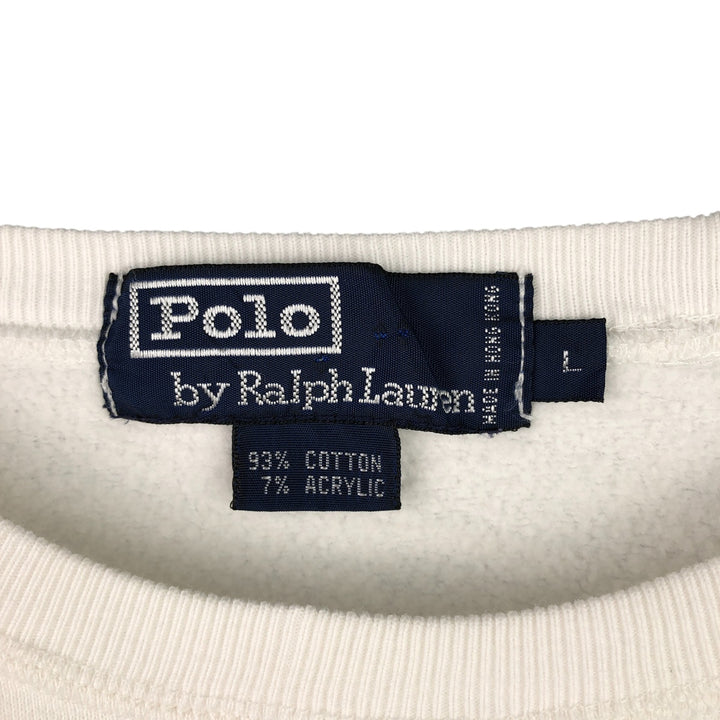 Ralph Lauren POLO by Ralph Lauren One Point Logo Sweatshirt Trainer Men's L size cotton white type Vintage Second Hand