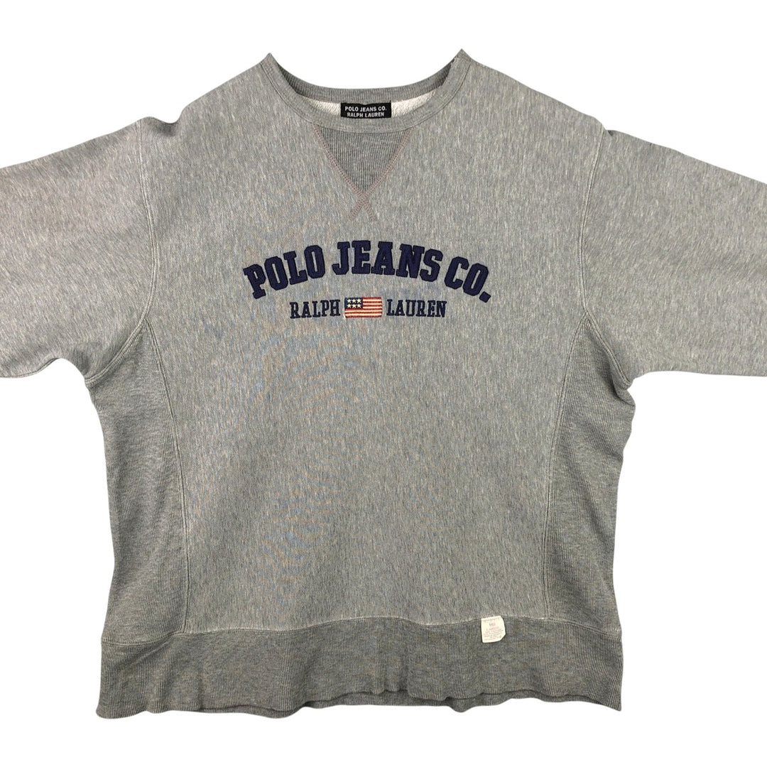 2000'S Ralph Lauren POLO JEANS COMPANY logo sweatshirt, men's size L cotton gray type Vintage Second Hand