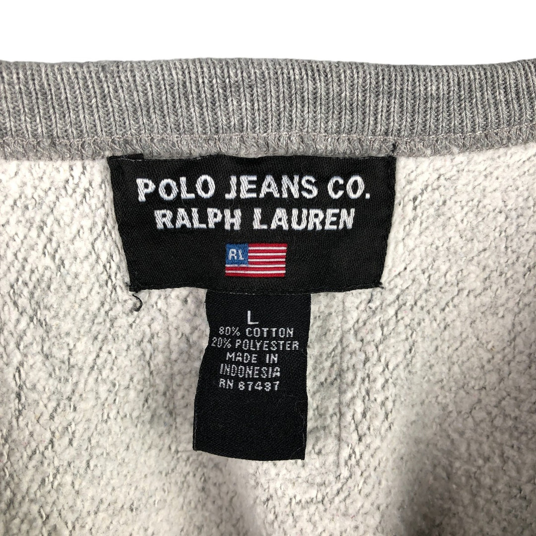 2000'S Ralph Lauren POLO JEANS COMPANY logo sweatshirt, men's size L cotton gray type Vintage Second Hand