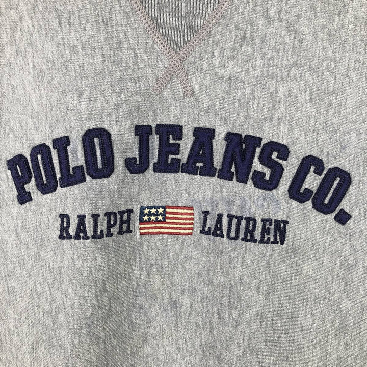 2000'S Ralph Lauren POLO JEANS COMPANY logo sweatshirt, men's size L cotton gray type Vintage Second Hand