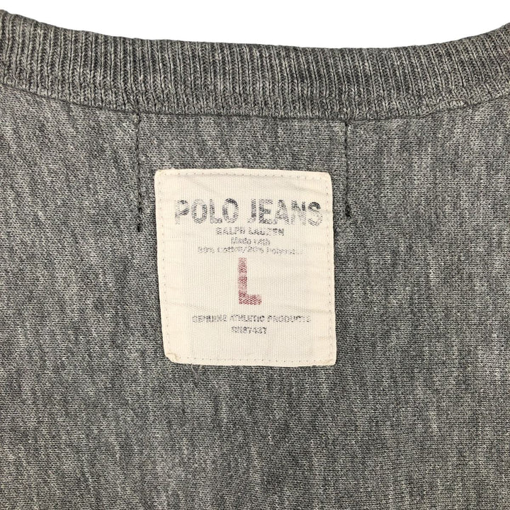 2000'S Ralph Lauren POLO JEANS COMPANY logo sweatshirt, men's size L cotton gray type Vintage Second Hand