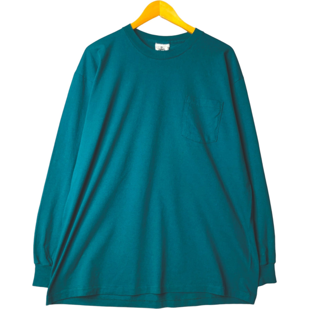 Vintage 90'S Lee Heavy Weight Long Sleeve T-Shirt, Made in USA, Men's Size XL cotton green type Vintage Second Hand